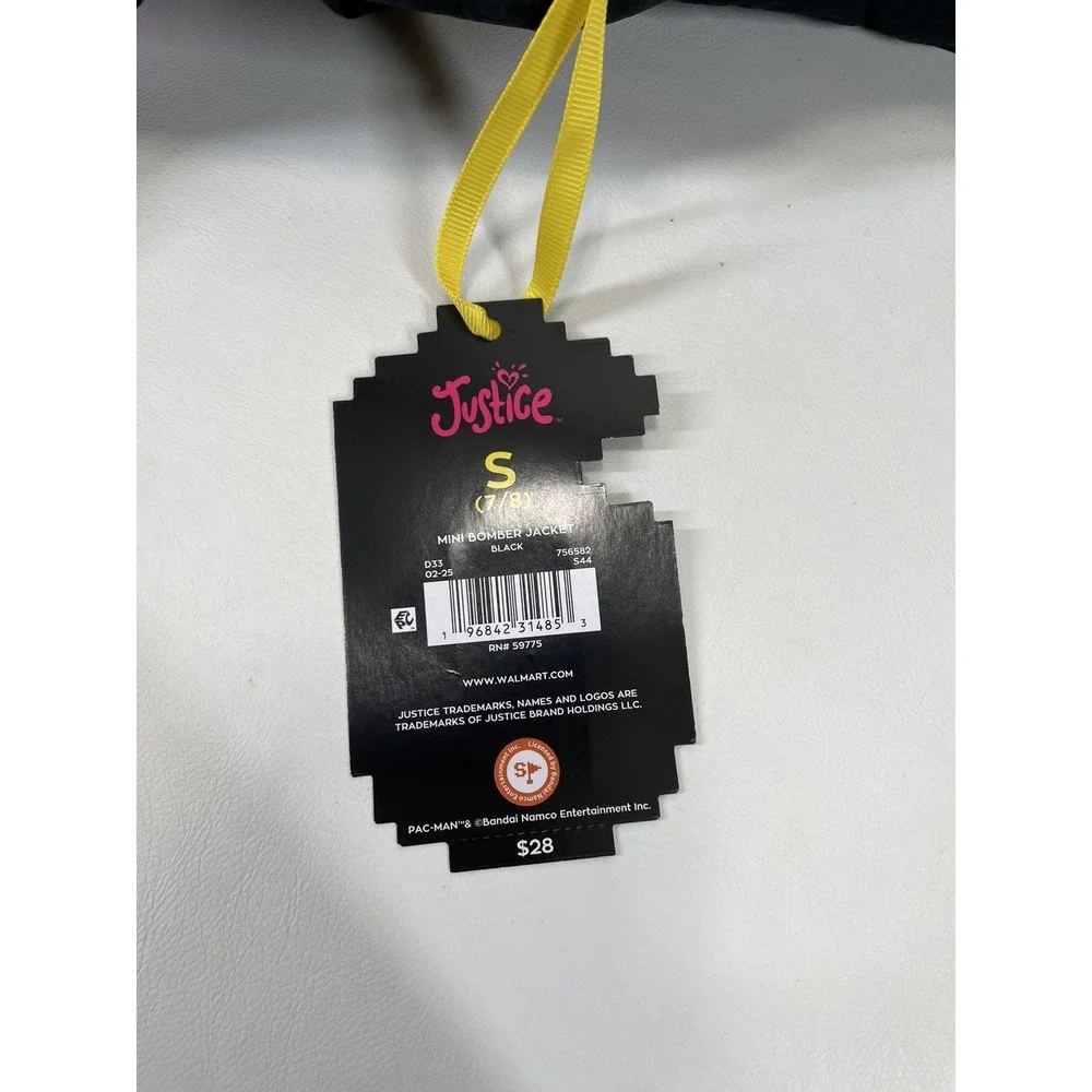 Pacman Justice Girls Mini Bomber‎ Jacket Size S Black